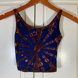 Mexicali Blues Tie Dye Crop Top Caged Strappy Back Festival Stretch Sexy No Size